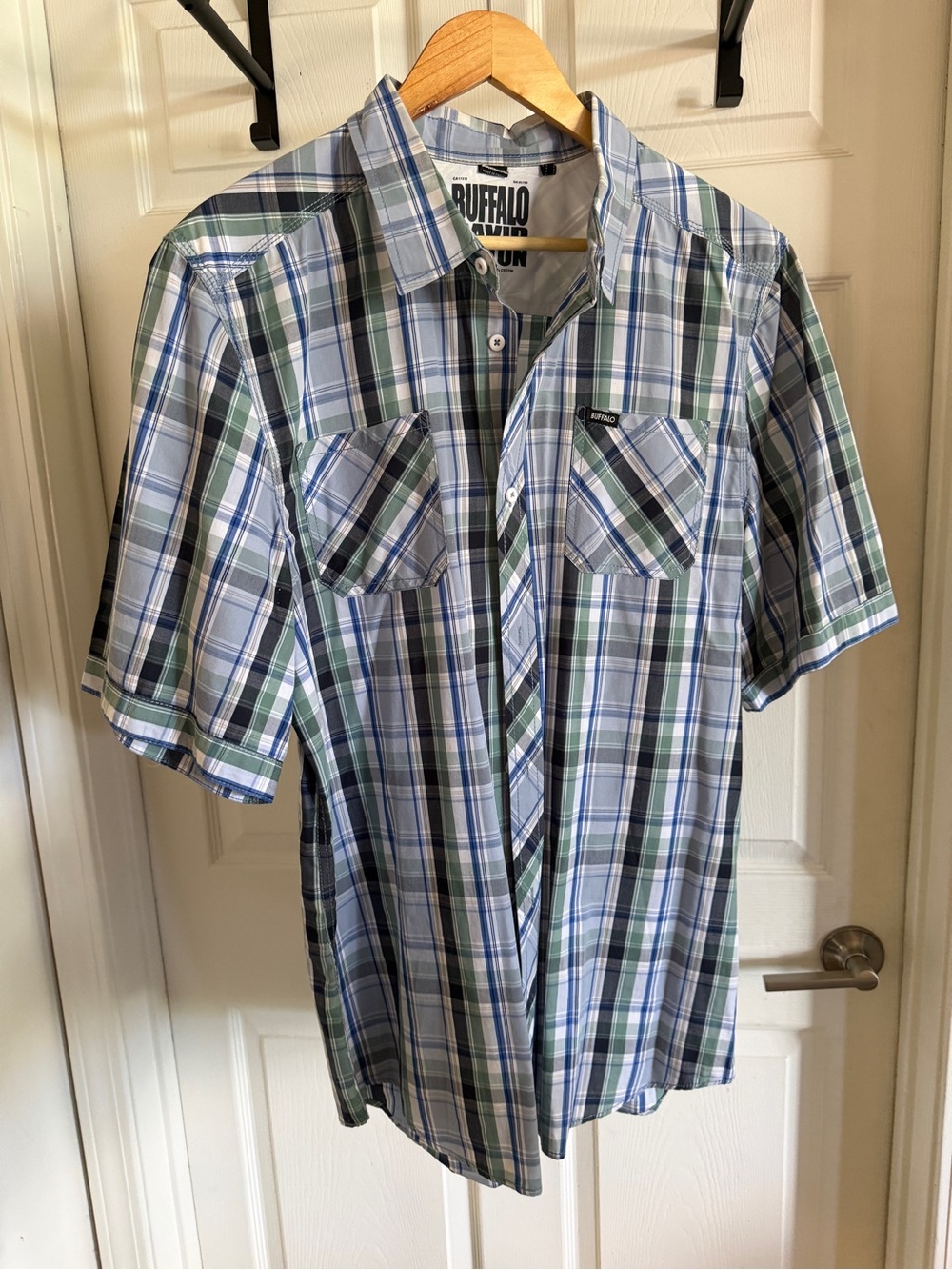 Buffalo David Bitton Blue Green Plaid Short Sleeve Shirt XL